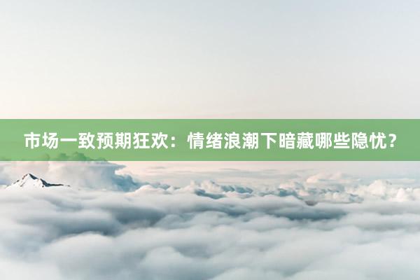 市场一致预期狂欢：情绪浪潮下暗藏哪些隐忧？