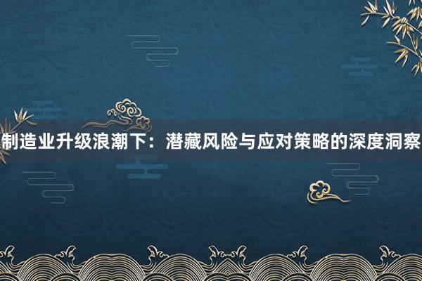 制造业升级浪潮下：潜藏风险与应对策略的深度洞察