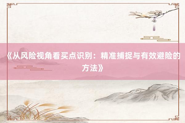 《从风险视角看买点识别：精准捕捉与有效避险的方法》