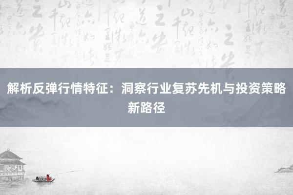 解析反弹行情特征:洞察行业复苏先机与投资策略新路径