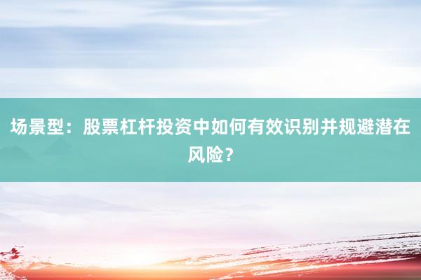 场景型：股票杠杆投资中如何有效识别并规避潜在风险？